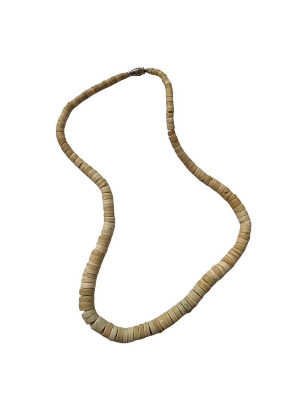 Vintage 1970s Graduated Natural Heishi Disc Choker Necklace 16 Inch